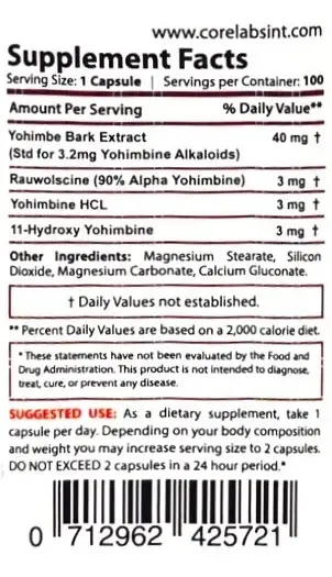 Core Labs Yohimbine PRO 100 caps